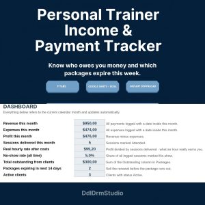 Personal Trainer Income Tracker spreadsheet