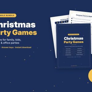 Christmas Party Games Bundle – 8 Printable Games for Family, Kids & Office (US Letter PDF)